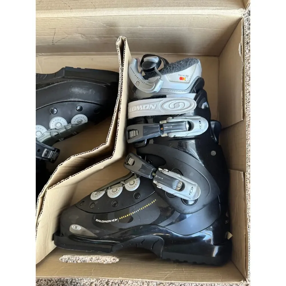 Salomon Verse W Women’s Ski Boots Size 24.0 Size 6.5 Black Gray Thermicfit EUC